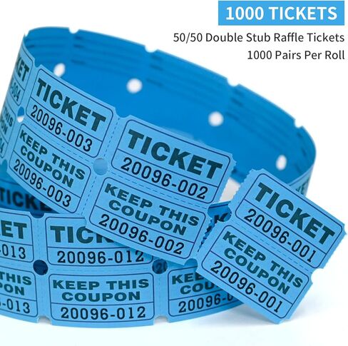 L LIKED 2000 Raffle Tickets Double Rolls 50/50 Stub Tickets with Consecutive Numbers 1000 Pairs per Roll,2 Rolls-Green,Red in Kuwait