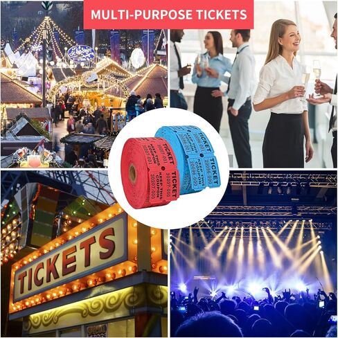 L LIKED 2000 Raffle Tickets Double Rolls 50/50 Stub Tickets with Consecutive Numbers 1000 Pairs per Roll,2 Rolls-Green,Red in Kuwait