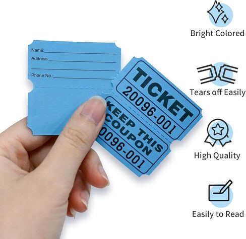 L LIKED Raffle Tickets Double Rolls 1000 Per Roll 50/50 Raffle Tickets for Events,Carnivals, Entry, Class Reward, Prizes(Blue) in Saudi Arabia