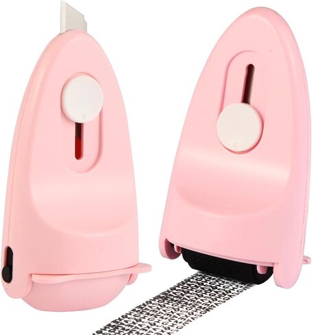 Wide Identity Theft Protection Roller Security Stamp 2Packs - Guard Your ID Well, Built-in Cutter & Unique Flip Cover, Compact Privacy Safety Tool for Document, Mail, etc. (BU/PU) in Kuwait