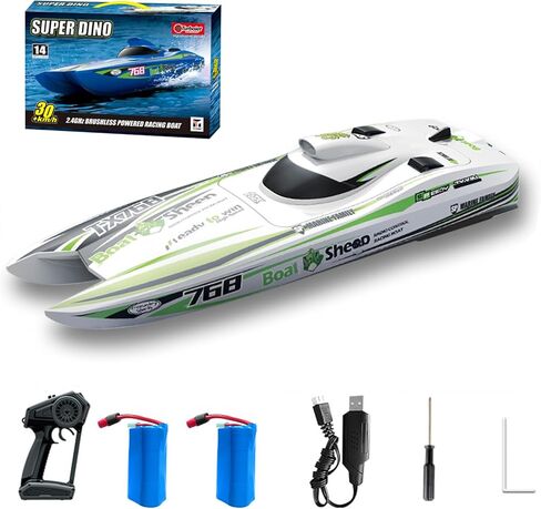 GoolRC Remote Control Boat 2.4GHz High Speed 30km/h Brushless Turbojet Speedboat Remote Control Ship Cooling Waterproof Low Battery/Over Distance Reminder 2 Battery in Saudi Arabia