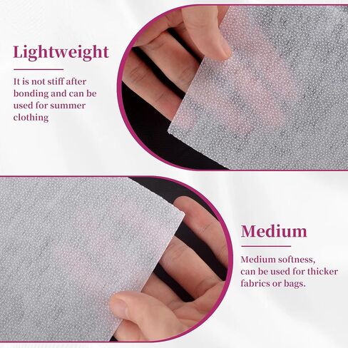 Lightweight Weight Iron-On Fusible Interfacing, 11.8" x 3 Yards, Non-Woven Adhesive Backing Fabric for Sewing, Quilting, and DIY Crafts, Enhanced Adhesion & Wash Durability in Kuwait