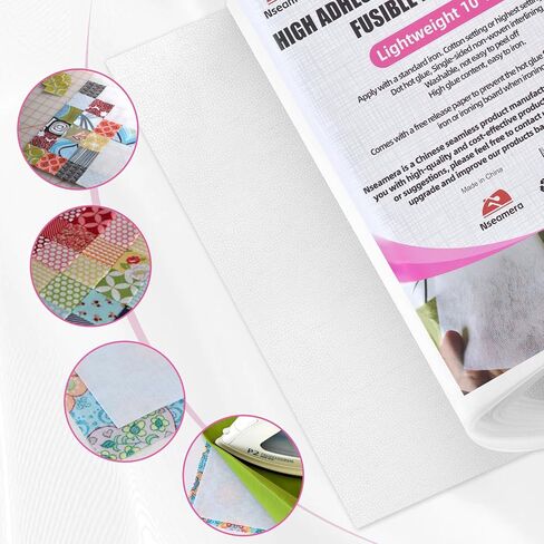 Lightweight Weight Iron-On Fusible Interfacing, 11.8" x 3 Yards, Non-Woven Adhesive Backing Fabric for Sewing, Quilting, and DIY Crafts, Enhanced Adhesion & Wash Durability in Kuwait
