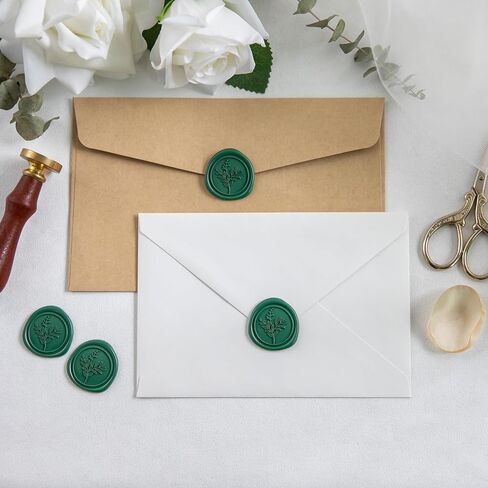 60 Pcs Emerald Green Wax Seal Stickers, Wedding Invitation Accessories Envelope Stickers - Self Adhesive Envelope Seals, Peferct for Invitation, Gift Box Craft Wrapping, Christmas Cards Decor in Kuwait