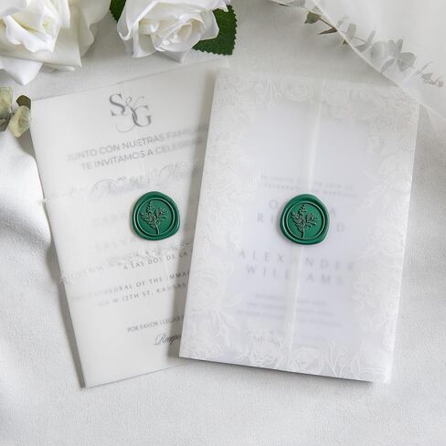 60 Pcs Emerald Green Wax Seal Stickers, Wedding Invitation Accessories Envelope Stickers - Self Adhesive Envelope Seals, Peferct for Invitation, Gift Box Craft Wrapping, Christmas Cards Decor in Kuwait