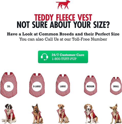 Tuff Pupper عكس الصوف سرير الكلب | سترة خفيفة الوزن ومريحة معزولة للطقس البارد | إغلاق zip سهل | آلة قابلة للغسل | ثقب مقود مدمج | أحجام لجميع السلالات (متوسطة ، تيل) in Kuwait