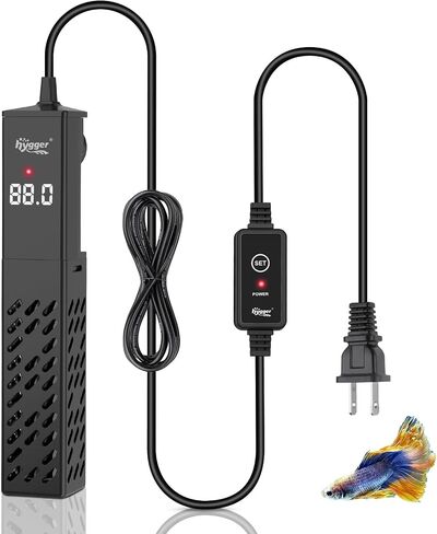 hygger Upgrade Ceramic Aquarium Heater, 200W Digital Fish Tank Heater with Automatic Power-Off and Over-Temperature Protection, Energy Saving Submersible Aquarium Heater for Freshwater and Saltwater in Saudi Arabia