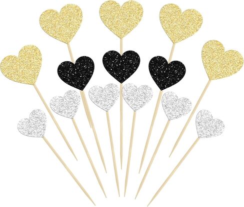 Gyufise 30Pcs Heart Cupcake Toppers Red Glitter Sweet Love Heart Cupcake Pick Decorations Valentine's Day Cake Decorations for Wedding Engagement Bridal Shower Birthday Party Cake Decorations Supplies in Saudi Arabia