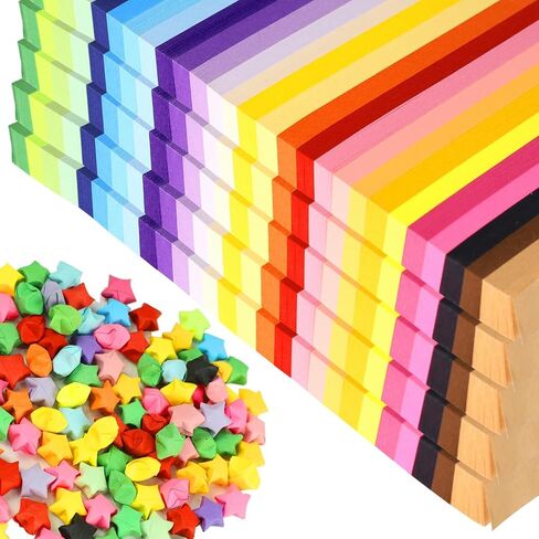 1512 Sheets Origami Star Paper Strips 27 Assortment Color Paper Star Strips Lucky Wish Double Sided Origami Paper Stars Solid Color Diy Hand Art Crafts For Children And Adults in Saudi Arabia