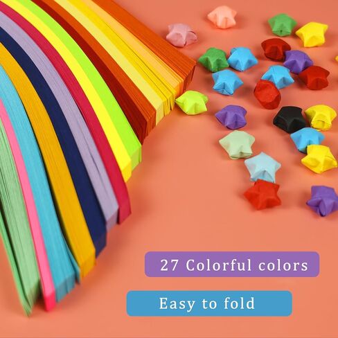 1512 Sheets Origami Star Paper Strips 27 Assortment Color Paper Star Strips Lucky Wish Double Sided Origami Paper Stars Solid Color Diy Hand Art Crafts For Children And Adults in Saudi Arabia