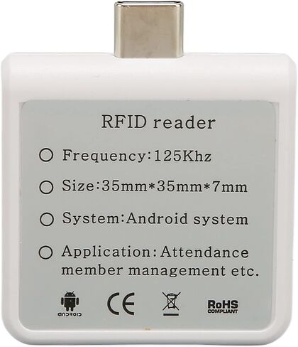 Card Reader, Credit Card Reader Type C Interface ID Mobile Phone Card Reader 125Khz Portable Smart Card Reader (White) in Saudi Arabia