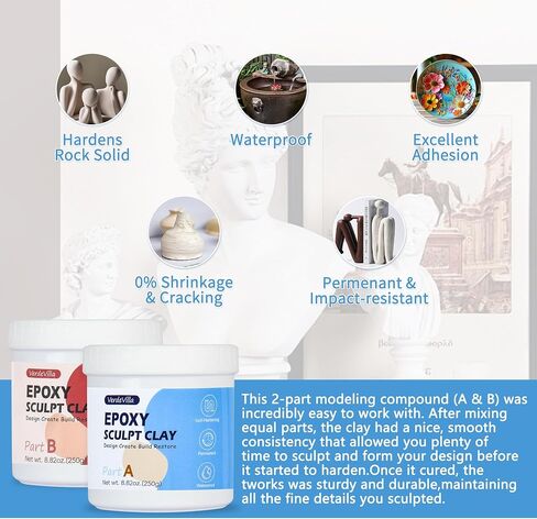 Epoxy Putty Sculpt Clay, 2 Part (A & B) High Adhesive Modeling Compound for Sculpting Modeling Building Repairing Self-Hardening Epoxy Clay Sculpt Pool Putty Repairs Metal Wood Tile Ceramics (Natural) in Saudi Arabia