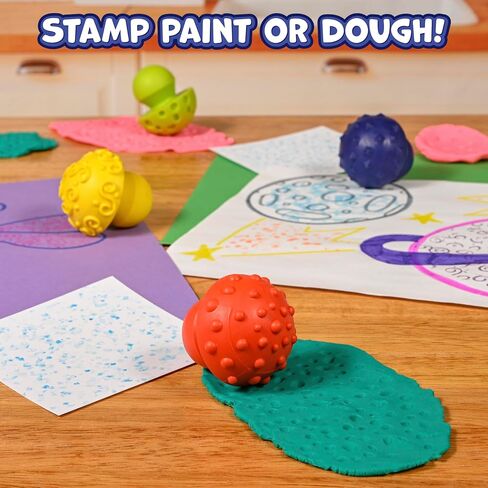READY 2 LEARN Paint and Dough Mushroom Stampers - Set of 4 - Ages 2+ - Easy to Grip Arts and Crafts Tools for Kids - DIY Patterns and Textures in Saudi Arabia