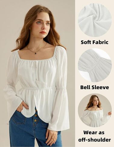 Scarlet Darkness Renaissance Shirt Women Off Shoulder Bell Sleeve Tops Pirate Peasant Blouse in Kuwait