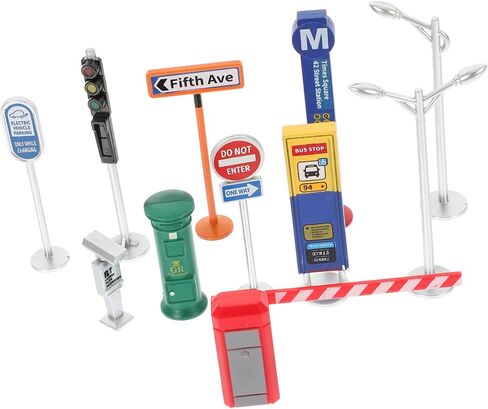 TOYANDONA 1 Set Traffic Barricade Model Traffic Light Toy Street Road Signs Playset Road Signs Game Mini Cones Toy Road Signs Mini Road Cones Cognition Toys Traffic Sign Toys for in Kuwait