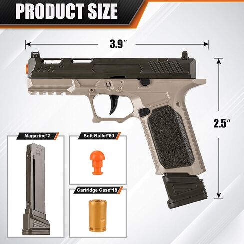 Toy Gun, Soft Bullet Pistol Toy, Toy Foam Blaster with 40 Soft Bullets, Shell Ejecting Toy Gun, Shooting Game Educational Toys for Boys & Girls Age 8+ (Black) in Saudi Arabia