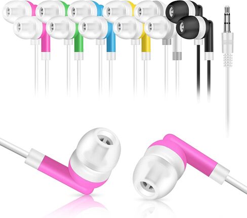 Bulk Kids Earbuds for Classroom 100 Pack Student Wired in Ear Earbuds for School Librariy 3.5mm Multi Colored Wholesale Earphones for Chromebook Laptop PC (6 Colors) in Saudi Arabia