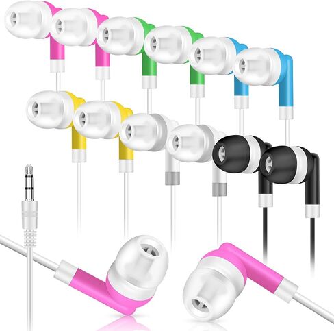 Bulk Kids Earbuds for Classroom 100 Pack Student Wired in Ear Earbuds for School Librariy 3.5mm Multi Colored Wholesale Earphones for Chromebook Laptop PC (6 Colors) in Saudi Arabia