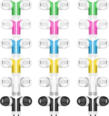 Bulk Kids Earbuds for Classroom 100 Pack Student Wired in Ear Earbuds for School Librariy 3.5mm Multi Colored Wholesale Earphones for Chromebook Laptop PC (6 Colors) in Saudi Arabia