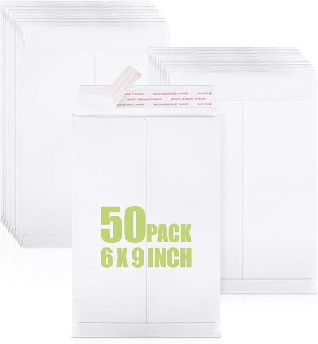 ACSTEP 6x9 مطلعات SELL SEAL 50 حزمة ، مظاريف أحرف بيضاء مع ختم غامق ، مغلف بريدي مفتوح للكتالوجات ، العروض التقديمية ، النشرات الإخبارية in Saudi Arabia