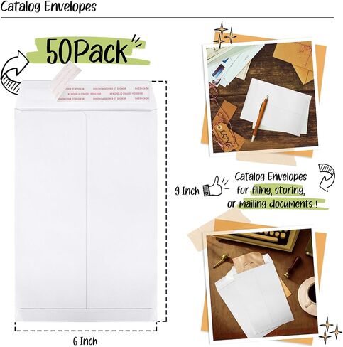 ACSTEP 6x9 مطلعات SELL SEAL 50 حزمة ، مظاريف أحرف بيضاء مع ختم غامق ، مغلف بريدي مفتوح للكتالوجات ، العروض التقديمية ، النشرات الإخبارية in Saudi Arabia