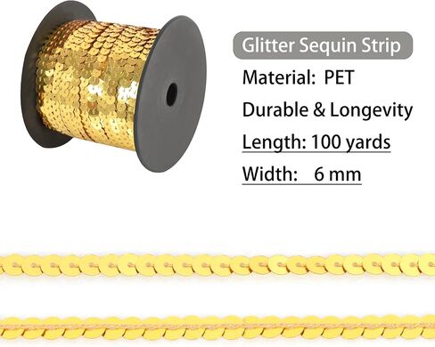 Flat Sequin Strip, 6mm String Metallic Sequin Strand, Multicolor, 100 Yards in Kuwait