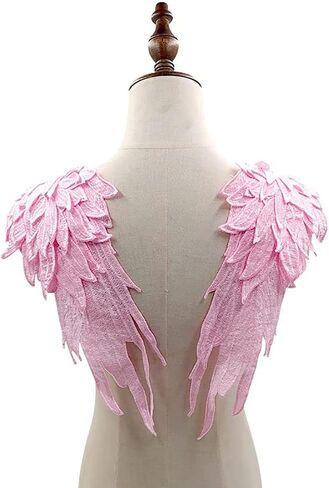 1 Pair Angel Wings Embroidered Patches Neckline Trim Applique Sewing On Lace Patches DIY Crafts in Saudi Arabia
