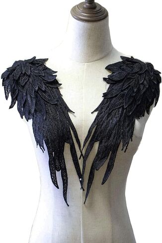 1 Pair Angel Wings Embroidered Patches Neckline Trim Applique Sewing On Lace Patches DIY Crafts in Kuwait