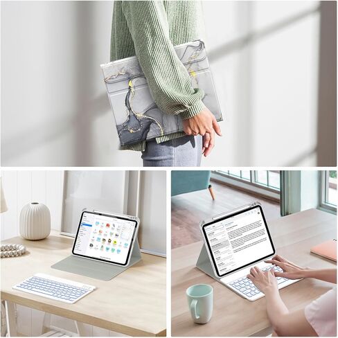 Soke for iPad 10th Generation Case with Keyboard 10.9 Inch 2022-7 Color Backlight Wireless Detachable Folio Stand Keyboard Cover with Built-in Pencil Holder for iPad 10th Gen, Pink Rose in Saudi Arabia