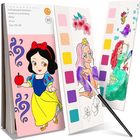 ZHOC Paint with Water Coloring Books for Kids, Pocket Mess Free Watercolor Painting Sets for Kids Ages 3 4 5 6 7 8+, Water Color Paint Set Arts and Crafts Gift for Boys Girls, Princess in Kuwait