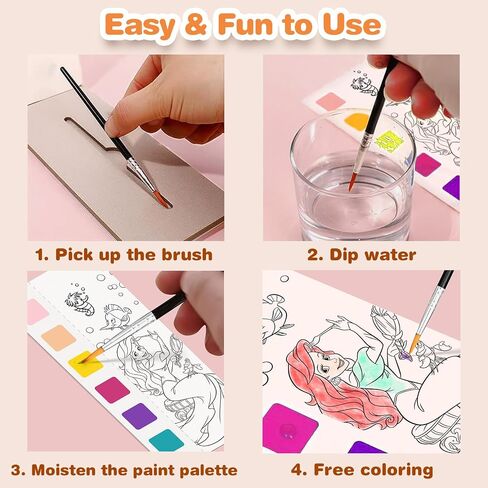 ZHOC Paint with Water Coloring Books for Kids, Pocket Mess Free Watercolor Painting Sets for Kids Ages 3 4 5 6 7 8+, Water Color Paint Set Arts and Crafts Gift for Boys Girls, Princess in Kuwait