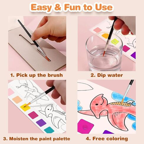ZHOC Paint with Water Coloring Books for Kids, Pocket Mess Free Watercolor Painting Sets for Kids Ages 3 4 5 6 7 8+, Water Color Paint Set Arts and Crafts Gift for Boys Girls, Princess in Kuwait