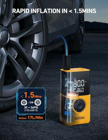 AstroAI L7 Tire Inflator Portable Air Compressor Cordless Bike Pump with Digital Dual Values Display, 150 PSI Car Tires Pump with LED Lights Air Pump for Cars, Motorcycles, Bikes, Balls in Kuwait