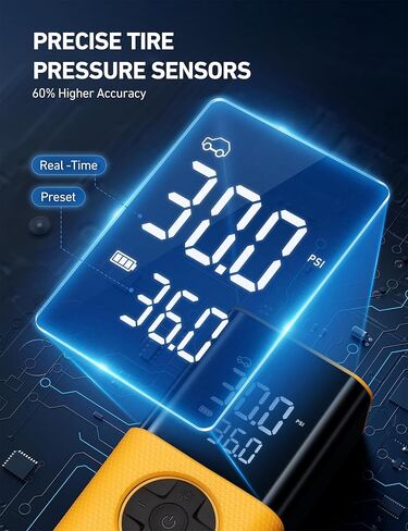 AstroAI L7 Tire Inflator Portable Air Compressor Cordless Bike Pump with Digital Dual Values Display, 150 PSI Car Tires Pump with LED Lights Air Pump for Cars, Motorcycles, Bikes, Balls in Kuwait
