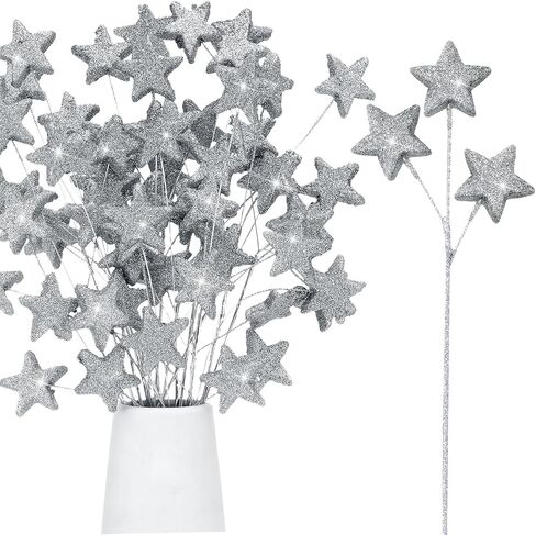 24 Pcs Glitter Star Picks 14.5 Inch Sparkly Star Stem Christmas Star Tree Picks Twinkle Star Sticks Foam Vase Decoration for Christmas Birthday Party Wedding Centerpieces(Gold) in Saudi Arabia
