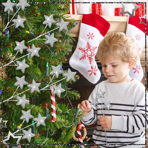 24 Pcs Glitter Star Picks 14.5 Inch Sparkly Star Stem Christmas Star Tree Picks Twinkle Star Sticks Foam Vase Decoration for Christmas Birthday Party Wedding Centerpieces(Gold) in Saudi Arabia