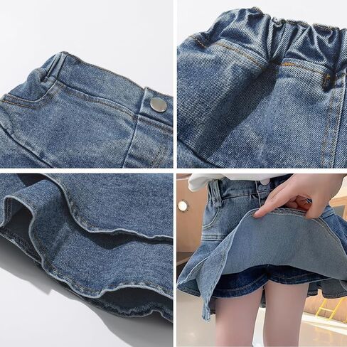 Girls Denim Skirt Summer Vintage Pleated Kids Skirt Shorts Children Uniform Skirt Jeans Skorts in Kuwait