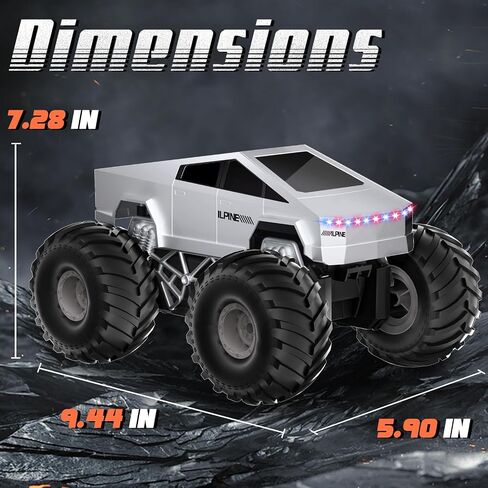 Remote Control Car, 1:16 RC Cars Scale All Terrain Electric Vehicle, LED Lights Car Toys Monster Trucks, Brithday Gift for Boys Girls & Adults in Kuwait