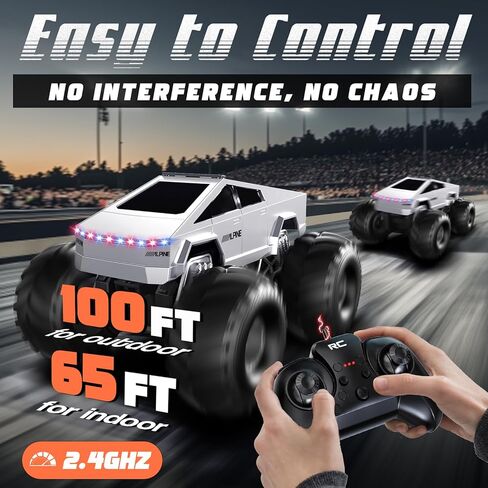 Remote Control Car, 1:16 RC Cars Scale All Terrain Electric Vehicle, LED Lights Car Toys Monster Trucks, Brithday Gift for Boys Girls & Adults in Kuwait