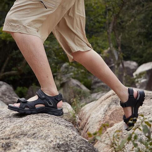 صنادل جلدية للرجال من CAMEL CROWN للتنزه في الهواء الطلق ورياضات الشاطئ المائية صنادل رجالي للصيف مع أشرطة مفتوحة عند الأصابع قابلة للتعديل in Kuwait