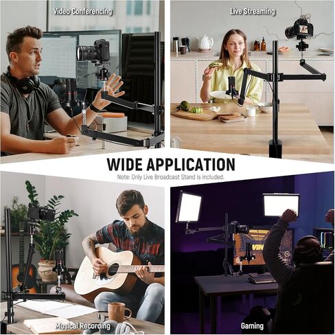 NEEWER Overhead Camera Desk Mount Rig Stand with 2 Boom Arms for Photography Devices: Video Light Ring Light Phone Mount Webcam Mic Compact DSLR for Home Office Studio Live Streaming Broadcast, ST008 in Saudi Arabia