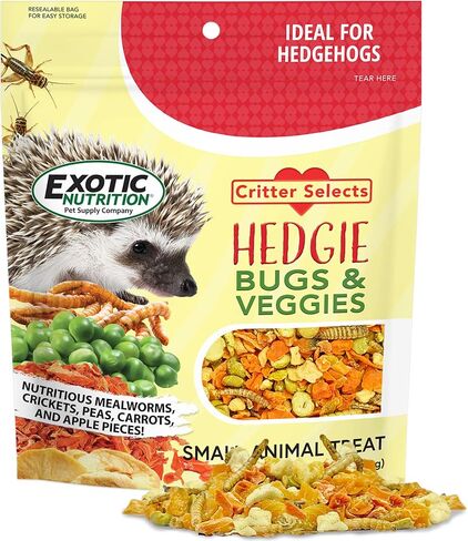 Hedgie Bugs & Veggie Treat - Healthy, Nutritious & Natural High Protein Treat with Carrots, Apples, Peas, Crickets, Mealworms - for Pet Hedgehogs & Other Insectivores… (1 Pack) in Saudi Arabia