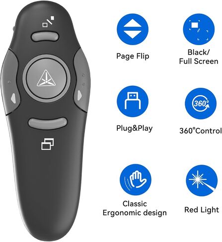 [2 in 1 USB C + Rechargeable] Presentation Clickers, Powerpoint Clicker Wireless Presenter Remote, Presentation Pointer PPT Slideshow Advancer Remote Control Slide USB Clicker for Computer, Mac in Saudi Arabia