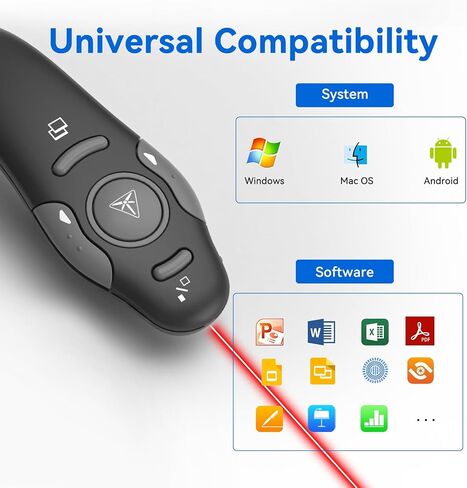 [2 in 1 USB C + Rechargeable] Presentation Clickers, Powerpoint Clicker Wireless Presenter Remote, Presentation Pointer PPT Slideshow Advancer Remote Control Slide USB Clicker for Computer, Mac in Saudi Arabia