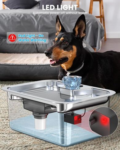 Lesotc 3 Galon Stainless Steel Dog Water Fountain for Large Dogs, Pet Water Fountain with 2 Filters, Automatic Dog Fountain Dog Water Bowl Dispenser Indoor, Quiet Pump, Dishwasher Safe in Saudi Arabia
