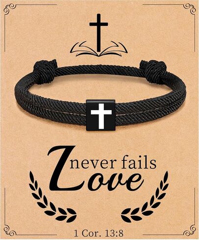 First Communion Gifts for Teen Boys, Stocking Stuffers for Teens Cross Bracelet for Men Christmas Basket Jesus Bible Verse Peter Easter Baskets Inspirational Gifts Handmade Rope Jewelry in Saudi Arabia