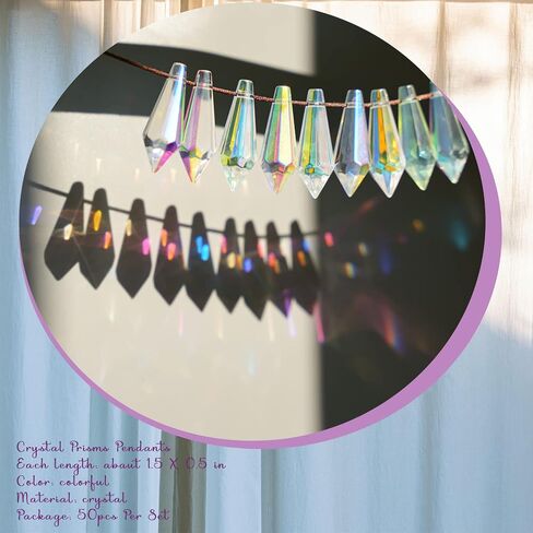 H&D 50pcs 38mm Crystal Icicle Pendant Chandelier Prisms Drops Lamp Candle Holders Curtain DIY Parts(Clear) in Kuwait