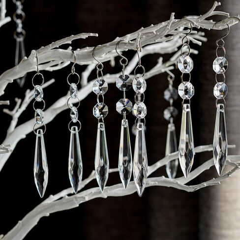 H&D 50pcs 38mm Crystal Icicle Pendant Chandelier Prisms Drops Lamp Candle Holders Curtain DIY Parts(Clear) in Kuwait