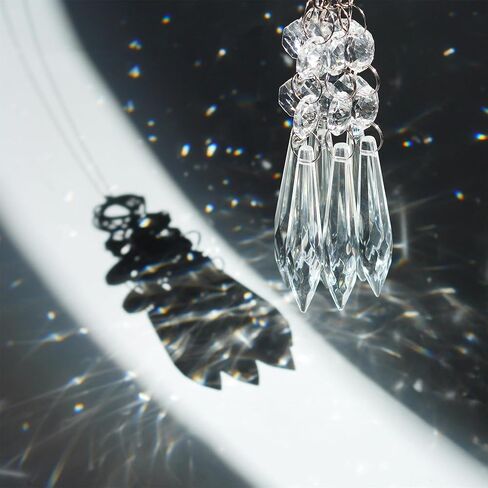 H&D 50pcs 38mm Crystal Icicle Pendant Chandelier Prisms Drops Lamp Candle Holders Curtain DIY Parts(Clear) in Kuwait
