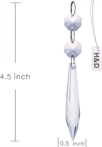 H&D 50pcs 38mm Crystal Icicle Pendant Chandelier Prisms Drops Lamp Candle Holders Curtain DIY Parts(Clear) in Kuwait
